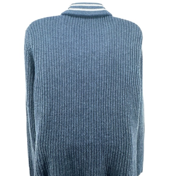 Sonoma Mens Cardigan Sweater Sz XL Blue Contrast Trim Preppy Dadcore Academia - Picture 2 of 12
